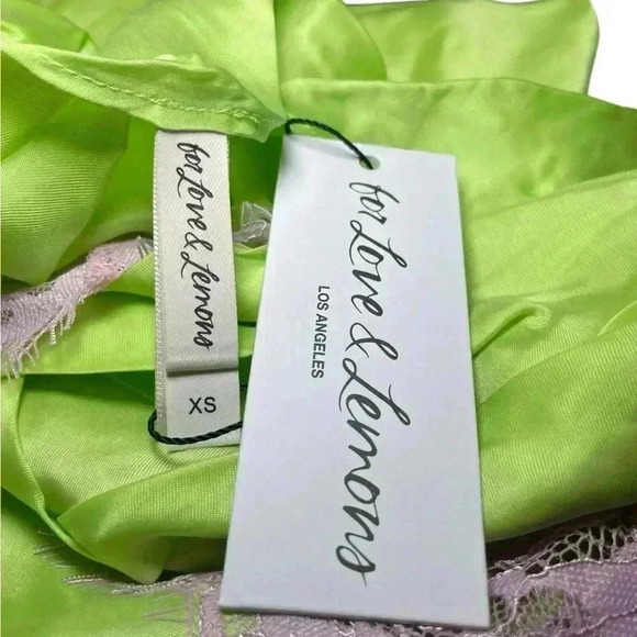 For Love And Lemons Lime Green Lace Slip Mini Dress XS - Picture 6 of 6